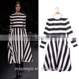 New Sexy Black White Stripes Chevron Print Strapless Evening Dress Fancy Maxi Dress Bodycon Dresses For Summer thumbnail-1