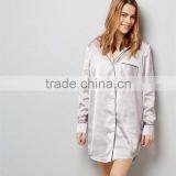 MGOO Women Stripe Satin Oversized Pyjama Boyfriend Button Up Shirt Dress Pajamas Long Sleeve thumbnail-5