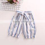 Summer Child Clothes Set Girls Clothing Flying Sleeves Round Neck t Shirt Baby Striped Wide Leg Pants Two Piece thumbnail-6