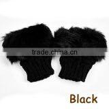 Gloves Arm Warmer Fingerless Gloves-Knitted Rabbit Fur Lined Leather Gloves 8226 thumbnail-2