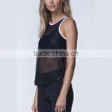 2017 New Arrival Custom Logo Blank High Quality Women Crop Top Wholesale Mesh Top Shirts thumbnail-3