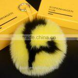 15CM Big Fluffy Bag Bugs Pom Pom Keychains Handmade Alphabet Real Fox Fur Ball Key Chain Bag Charm Monster Letter Pompoms thumbnail-6