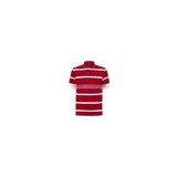 Yarn Dye Red Polo Shirts White Stripe thumbnail-2