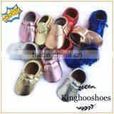 Hot Selling Baby Leather Moccasin Shoes the Metal Color Moccasins Shoes thumbnail-1