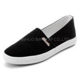 Popular Women\'\'s Black Loafers Black Slip On Sport Flat Shoes
