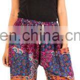 Colourful Peacock - Aladdin Drawstring Trousers Hippie Festival Boho Trouser Pants thumbnail-4