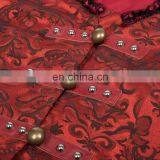 Belle Poque Women's Retro Vintage Gothic Victorian Corset Style Lace Embellished V-Neck Jacquard Red Coat Tops BP000223-2 thumbnail-3