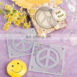 Peace Sign Design Glass Coaster Set Favors