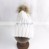 Custom Brand Logo Womens White Knitted Beanie Hat for Women thumbnail-2