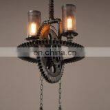 Retro Industrial Rusty Brass Wheel Vintage Lamp Chandelier for Bar thumbnail-6