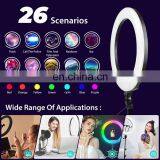Hot Sale18 Inch 3 Phone Clip RGB Color LED Ring Light With Remote Control for Selfie Makeup Live Broadcast Photography thumbnail-3