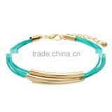Turquoise Bead Bangle Bracelet With White Gold Copper Tube thumbnail-5