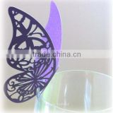 2016 elegant wine glass decoration laser cut place card butterfly pink from Mery Crafts SC111