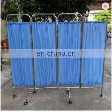 High Quality Portable 4 Folding Stainless Steel Frame 3-part Waterproof Movable Hospital Medical Ward Screen thumbnail-4