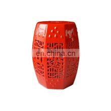 Best Selling Mutil Colors Hollow-out Ceramic Garden Drum Stool