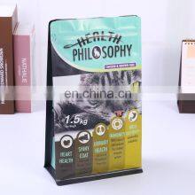 Custom Logo Side Gusset Flat Bottom Stand Up Pouches 1.5kg Dog Pets Food Packaging Bag With Resealable Zipper