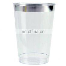 Gold Silver Rimmed Clear Hard Plastic Cup, Fancy Disposable Plastic Party Wedding Tumbler Cups thumbnail-5