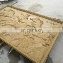 Yellow Sandstone Relief Horse Design Carving For Walls Support Customization thumbnail-2