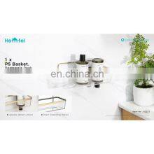 PS Corner Shower Caddy Wall Mounted Bathroom Basket Shelf Adhesive No Drilling Corner Shelf Rack thumbnail-3