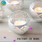 Glass Votive Candle Holder 5 x 5 inches / Frosted Silver Candlebowl /Damask Design Glass Container For Wedding