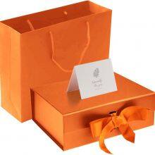 Orange Gift Box With Lid for Presents,26x19x8cm,with Ribbon and Magnetic Closure
