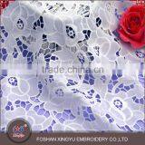 Fashion 130CM White Water Soluble 100% Polyester Chiffon Embroidery Lace Fabric thumbnail-1