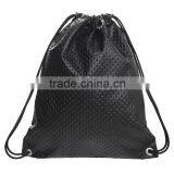 Hot Sale Drawstring Bag Leather Quilted Black Dots Drawstring Gym Bag thumbnail-1