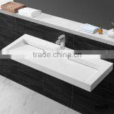 Commercial Marble Bathroom Trough Sink With 2 Faucets