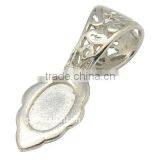 Brass Glue-on Flat Pad Bails, Spade, Silver Color, About 24x8.5x1mm, Hole: 9x6mm(KK-J017-S) thumbnail-1