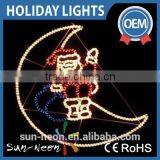 Santa Claus Christmas Decorations Light Rope Motif Outdoor Lighted 2d Santa Claus thumbnail-2