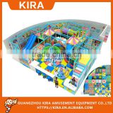 Kids plastic indoor amusement park equipment with long slide