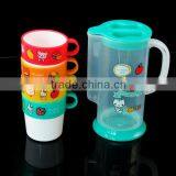 1.4 L Plastic Water Pitcher With Stackable Mugs