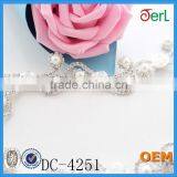 New Style Clear Rhinestone Cream Pearl Silver Tone Chain Costume Embellishment Trims/Accessories thumbnail-4