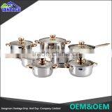 High Quality Cooking Pot 12pcs Cookware Sets Stainless Steel Utensils With Glass Lid thumbnail-2