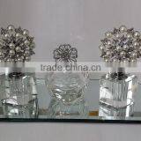 Jewelled Empty Crystal Perfume Bottle & Trinket Box With Mirror Tray thumbnail-1