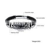 Fashion Mens Jewelry Customrized Logo Stainless Steel Beads Leather Bracelet thumbnail-5