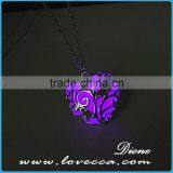 Cheap Alloy Luminous Glow in the Dark Heart Locket Charm Pendant Ladies Jewelry Necklace thumbnail-5