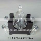 borosilicate drum shaped glass decanter set