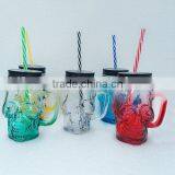 Colored Skull Head Glass Mason Jar for Drinking thumbnail-1