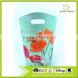 2016 Newest Flower Print Decorative Faux Leather Trash Can With Handle thumbnail-1