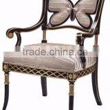 Classic Elegant Chinoiseries Painted English Style Solid Wood Dining Armchair With Beautiful Floral Fabric BF12-05274d thumbnail-3
