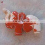 Wholesale 20-35mm Red & White Elephant Carved Natural Coral Gemstone Pendants thumbnail-1