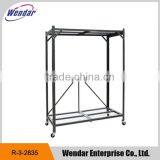 3-tiers Folding Metal Display Storage Rack Shelves With Wheels thumbnail-1