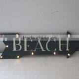 BEACH ARROW Decorative Distressed Wooden Wall Hanging Sign Plaque With LED Lights thumbnail-2
