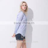 2017 Latest Fashion Lady Long Sleeve Stripe Casual Blouse Design thumbnail-5
