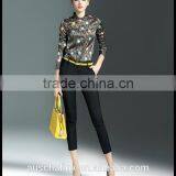 Latest Western Long Sleeve Lapel Print Shirt Design for Women thumbnail-1