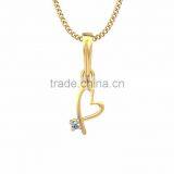 Two Tone Plated Small CZ Stud Designer Heart Pendant thumbnail-1