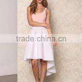 2016 Customized Women White Box HI LO Skirt Ruffles Pleat High Waist Women Fashion Custom Skirts thumbnail-3