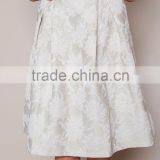 MGOO New Arrival 2016 Beige Pleated Midi Skirt For Ladies High Waist Vintage Floral Embroidery Skirts thumbnail-3