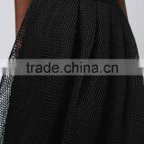 Wholesale Women Fancy Plain Black Puffy Mesh Midi Skirts thumbnail-3